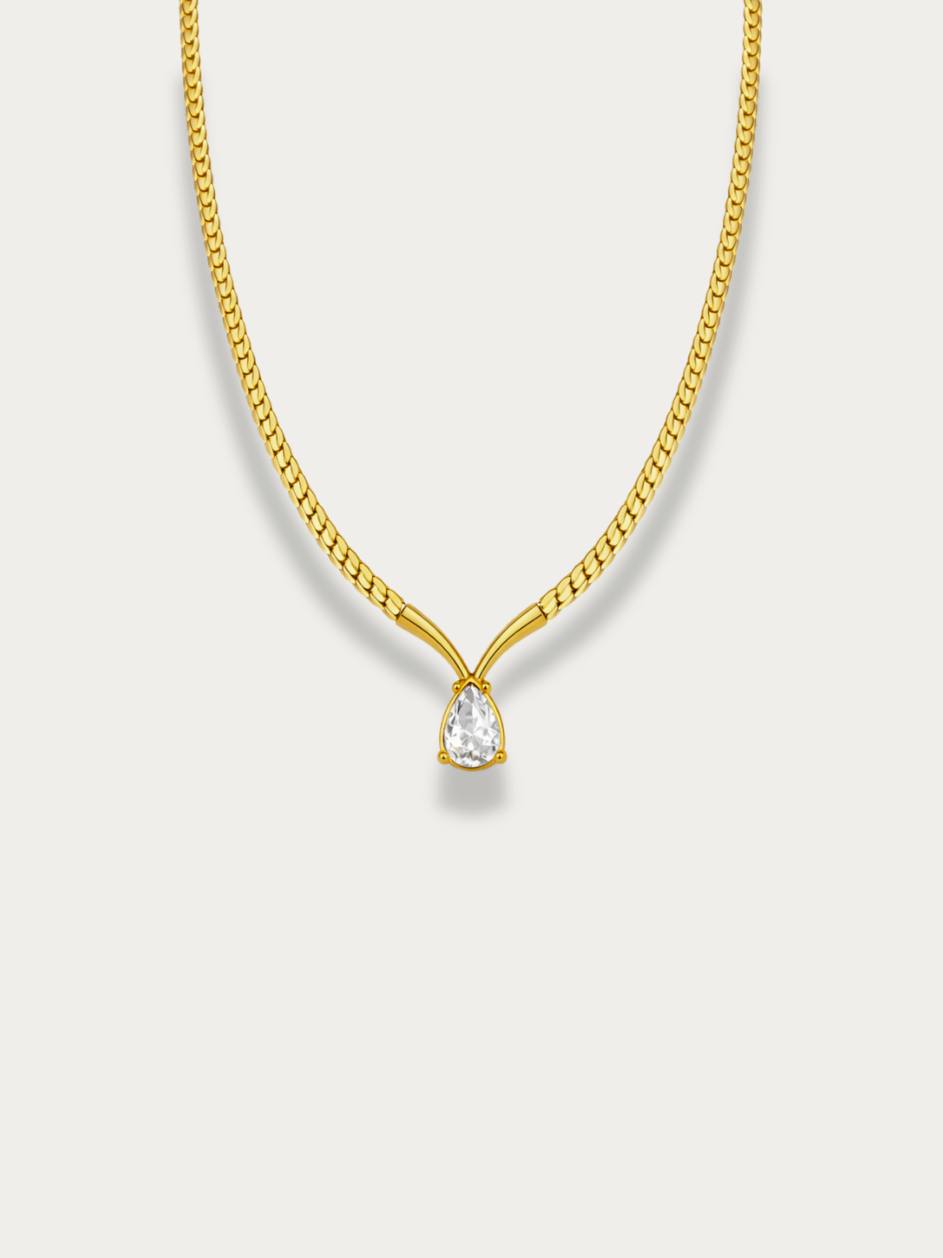 Georgia teardrop CZ statement necklace gold tone