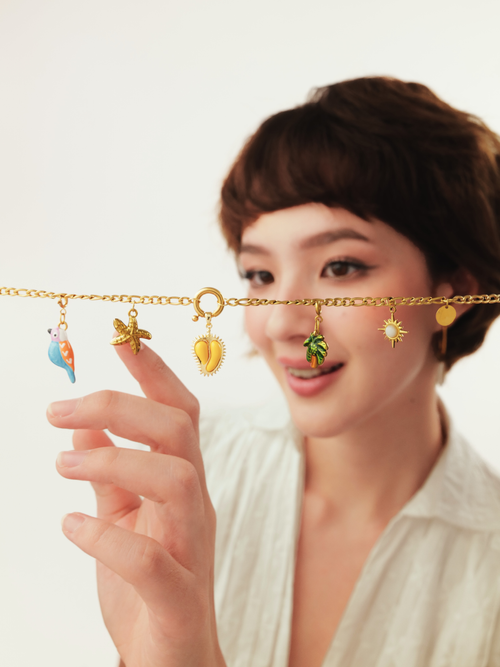 Gold 3mm Figaro charm necklace Malaysia