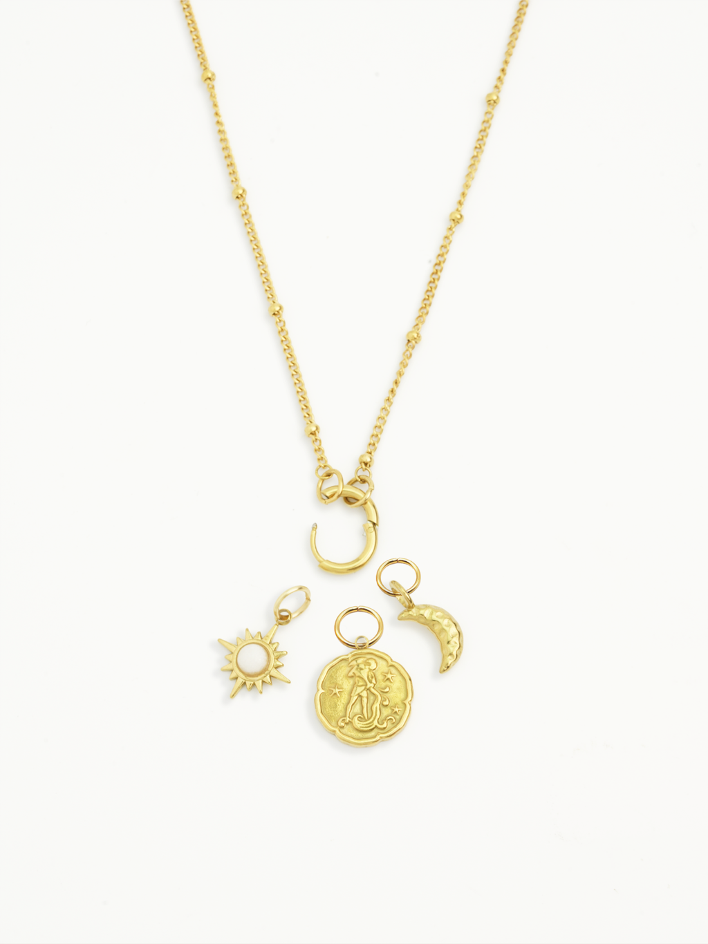 Gold Aquarius medallion charm custom name engraving