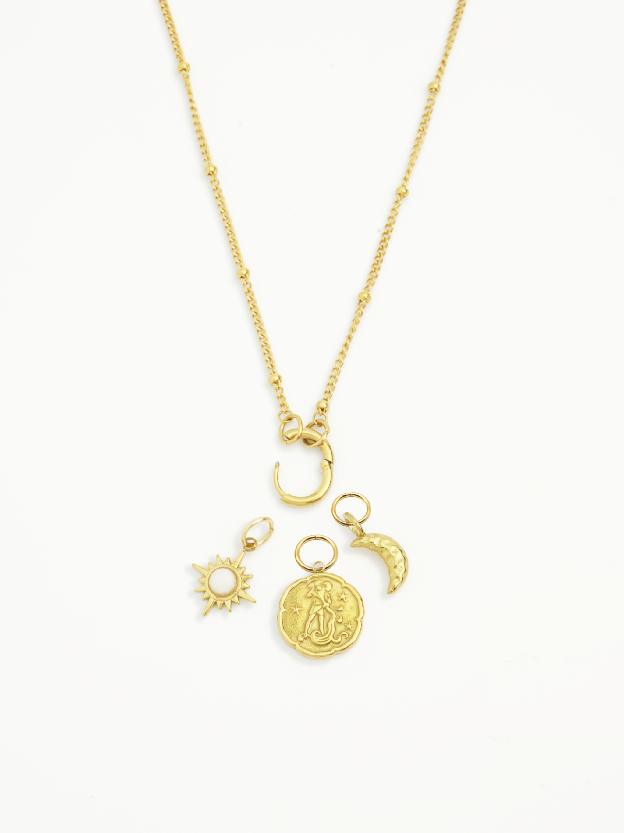 Gold Aquarius medallion charm custom name engraving