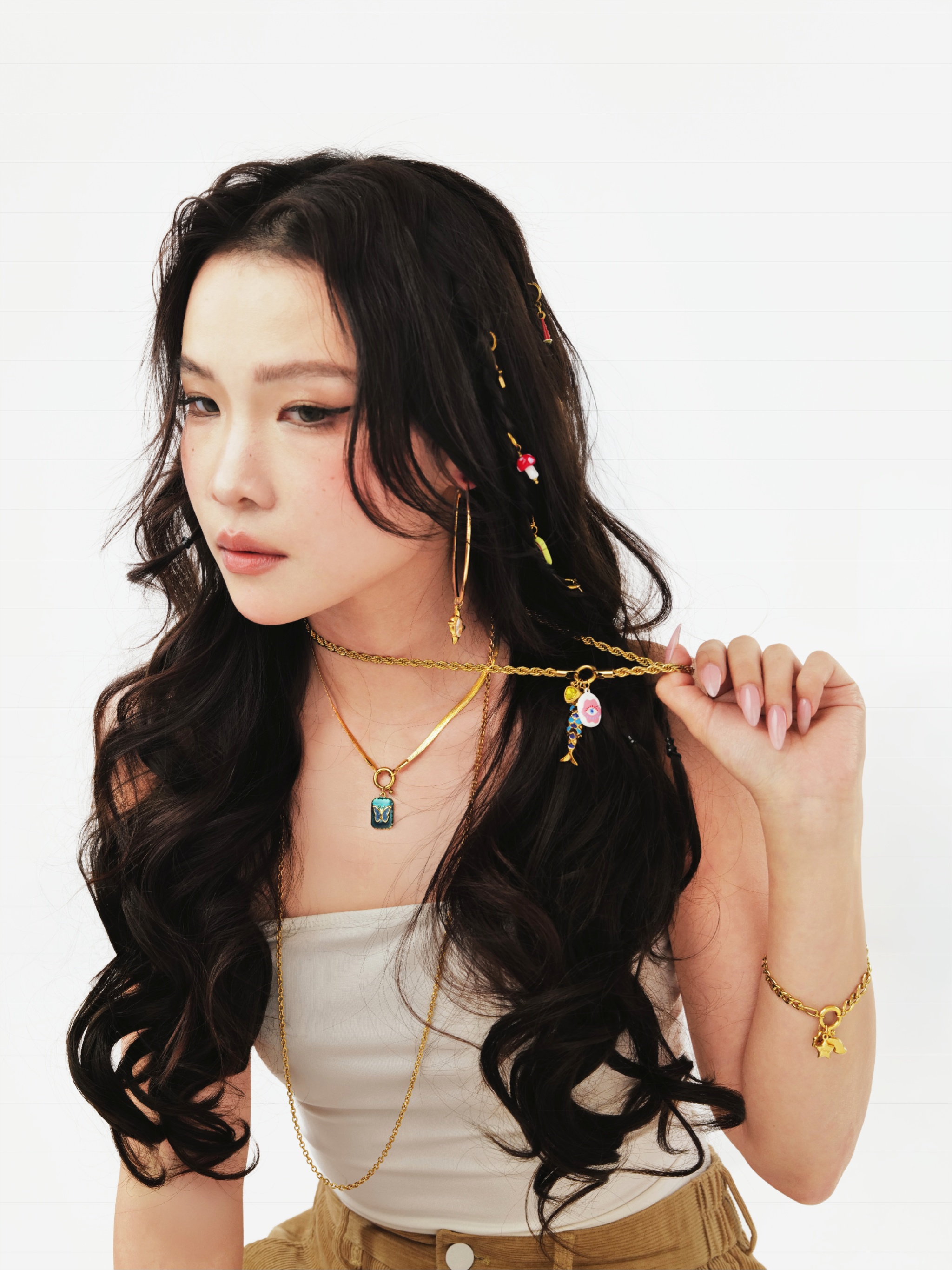 Gold plated titanium statement bracelet waterproof