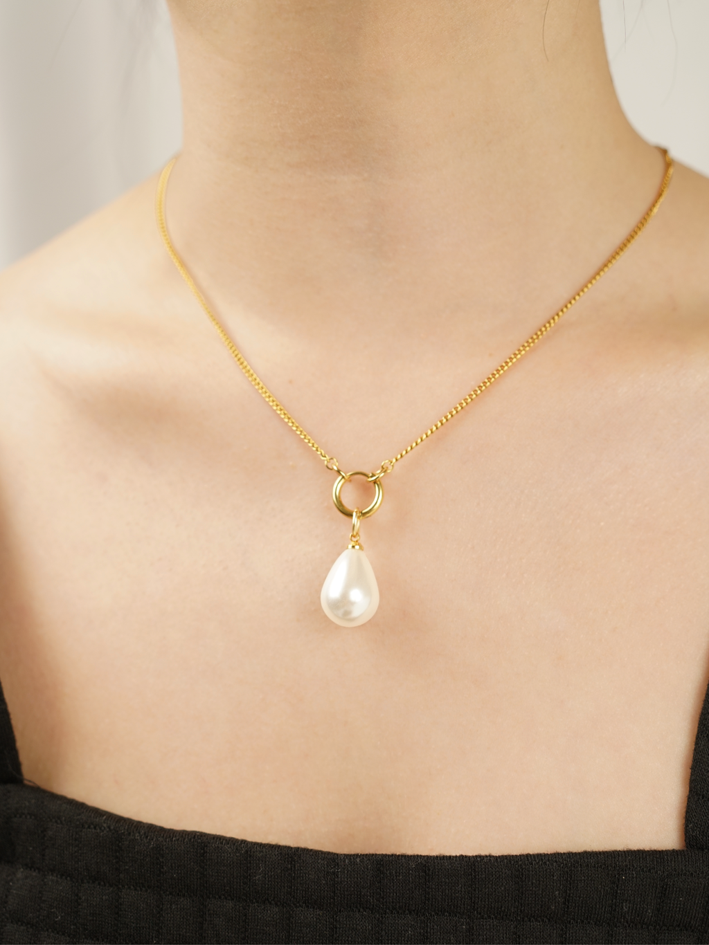 Gold curb charm necklace 45cm Malaysia