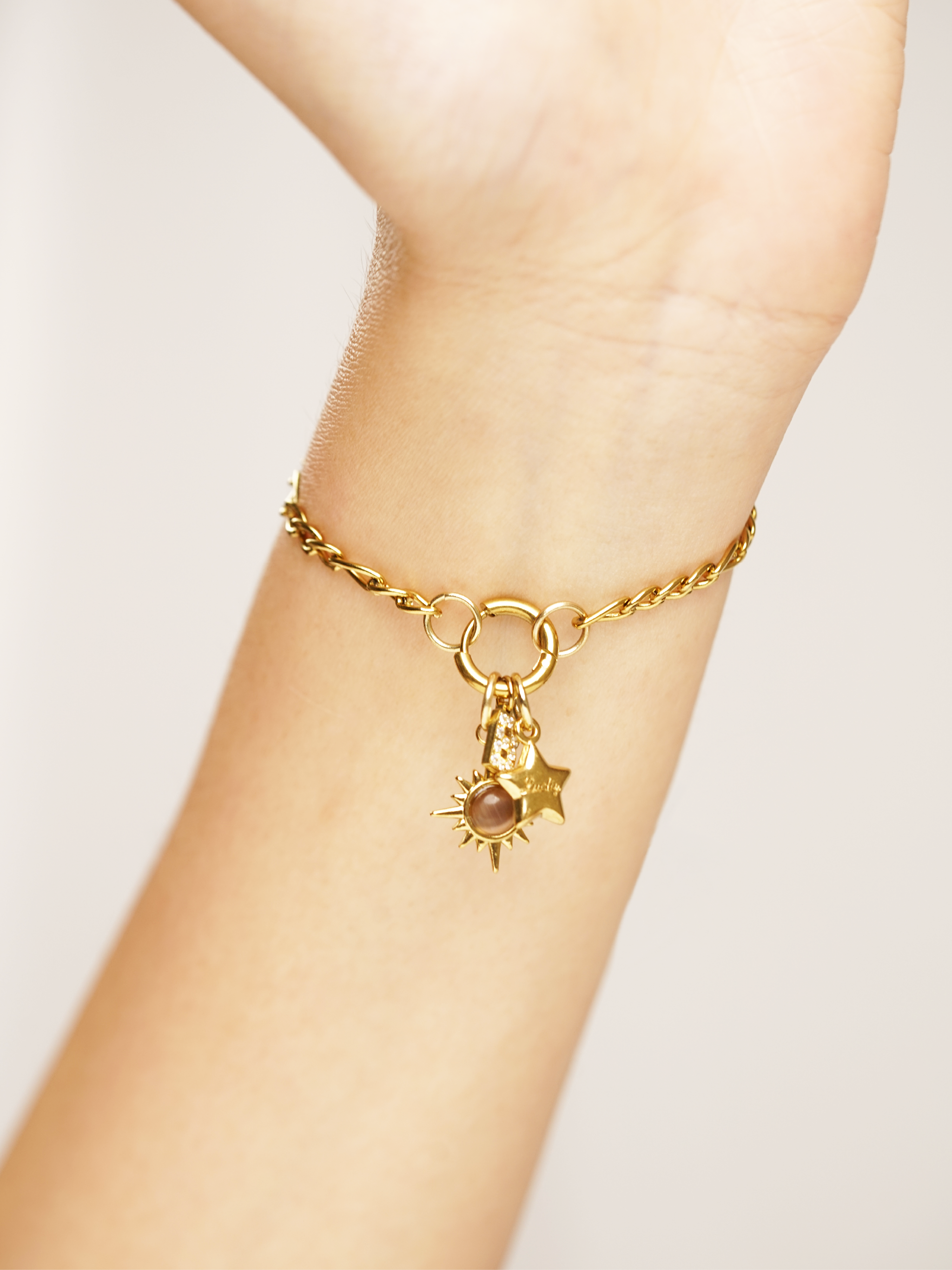 Gold Figaro charm bracelet Malaysia