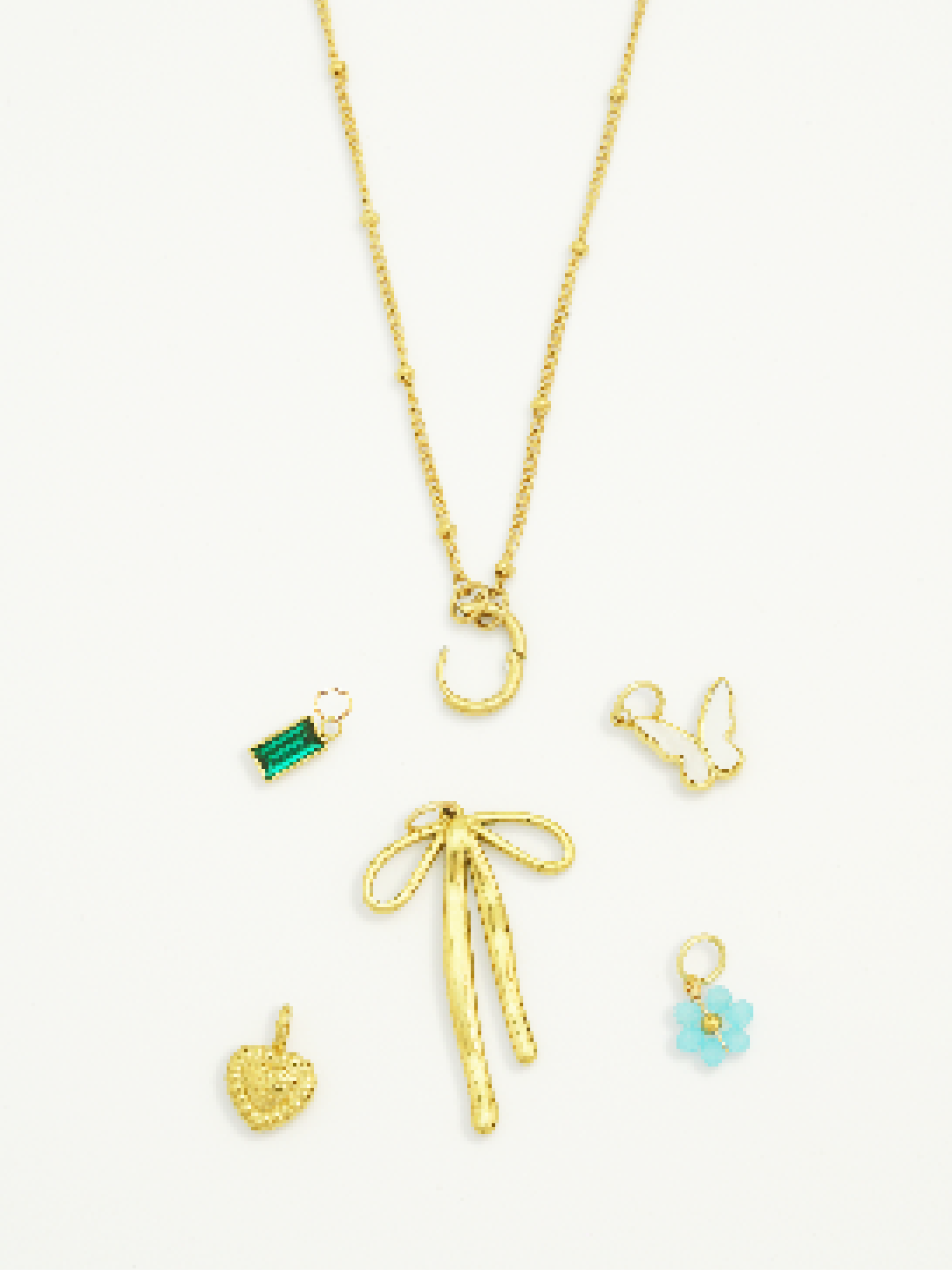 Gold mini rectangle charm with green stone DIY jewellery