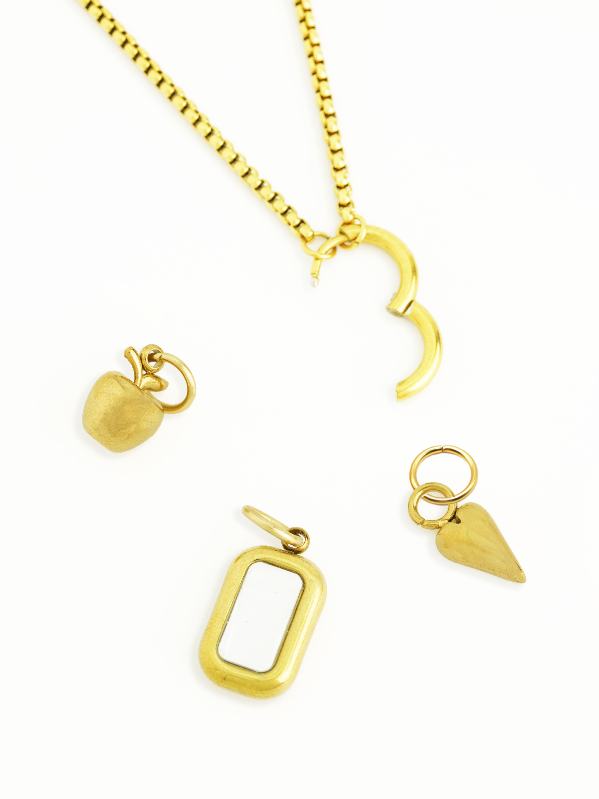 Gold rectangle charm with mother of pearl DIY jewellery