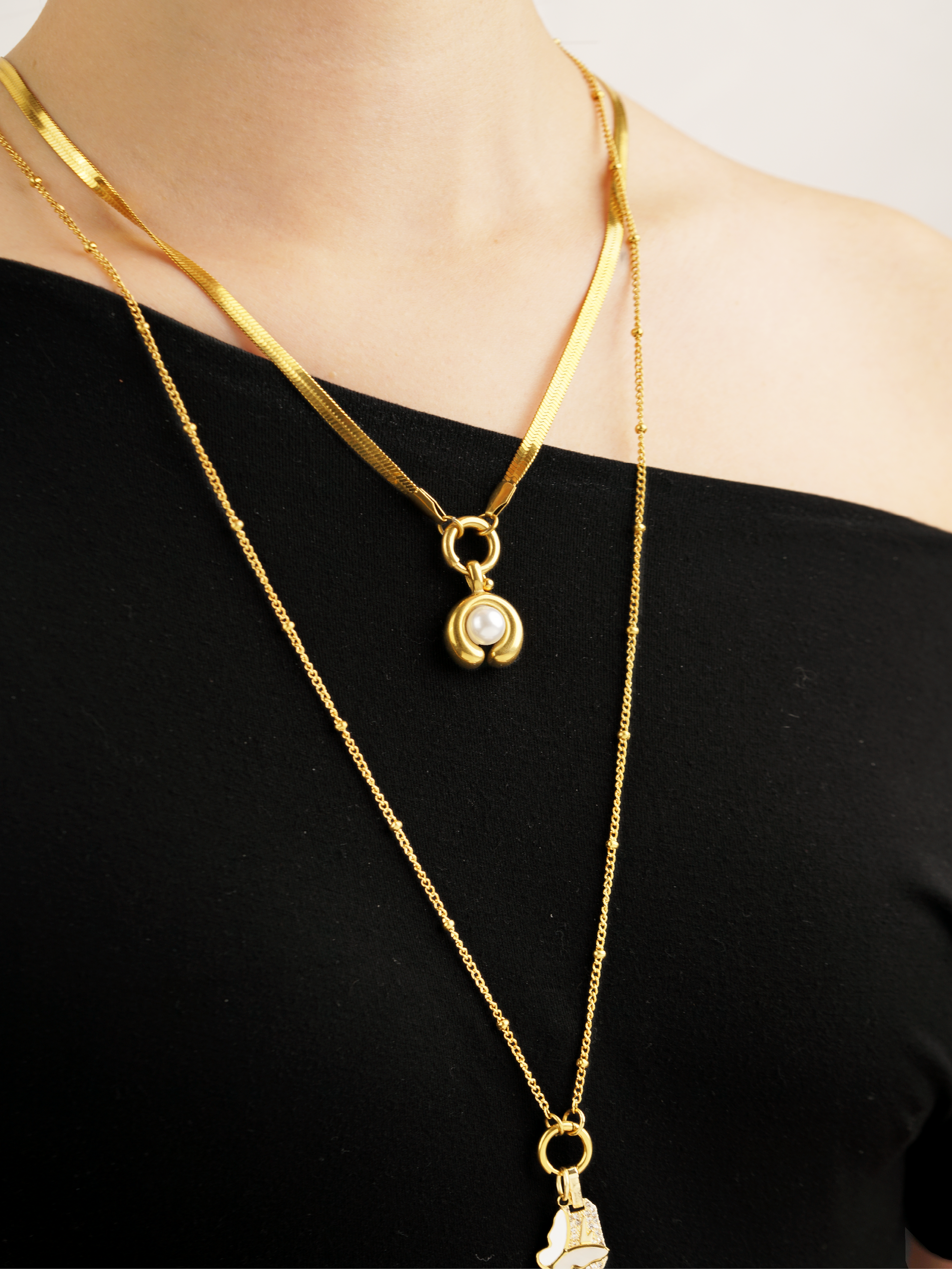 Gold snake chain charm necklace 50cm Malaysia