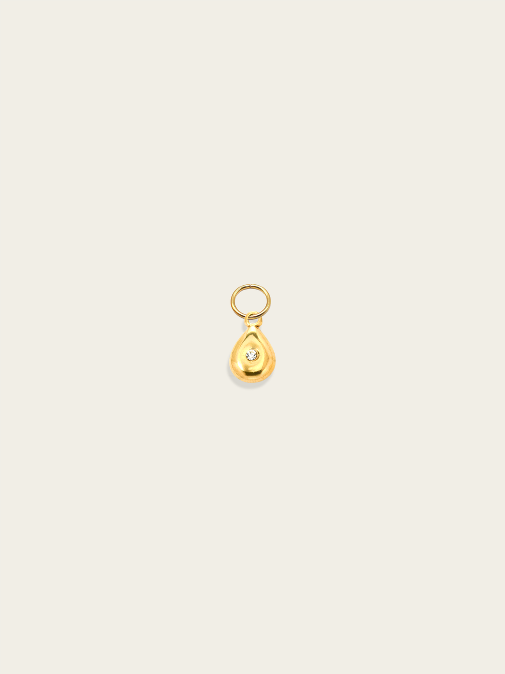 Golden crystal teardrop charm 18K gold plated stainless steel