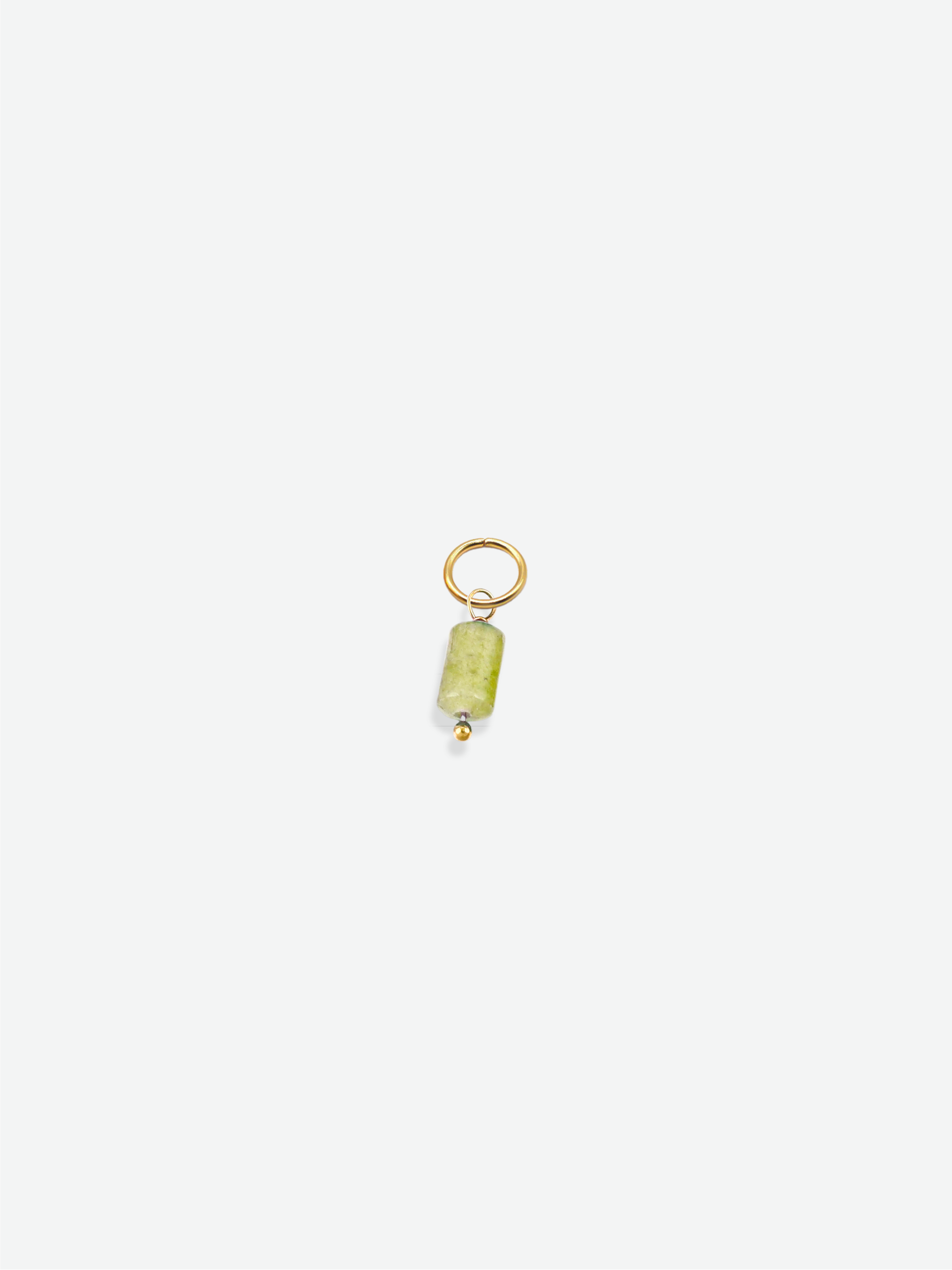 Green cylinder natural stone charm 18K gold plated stainless steel