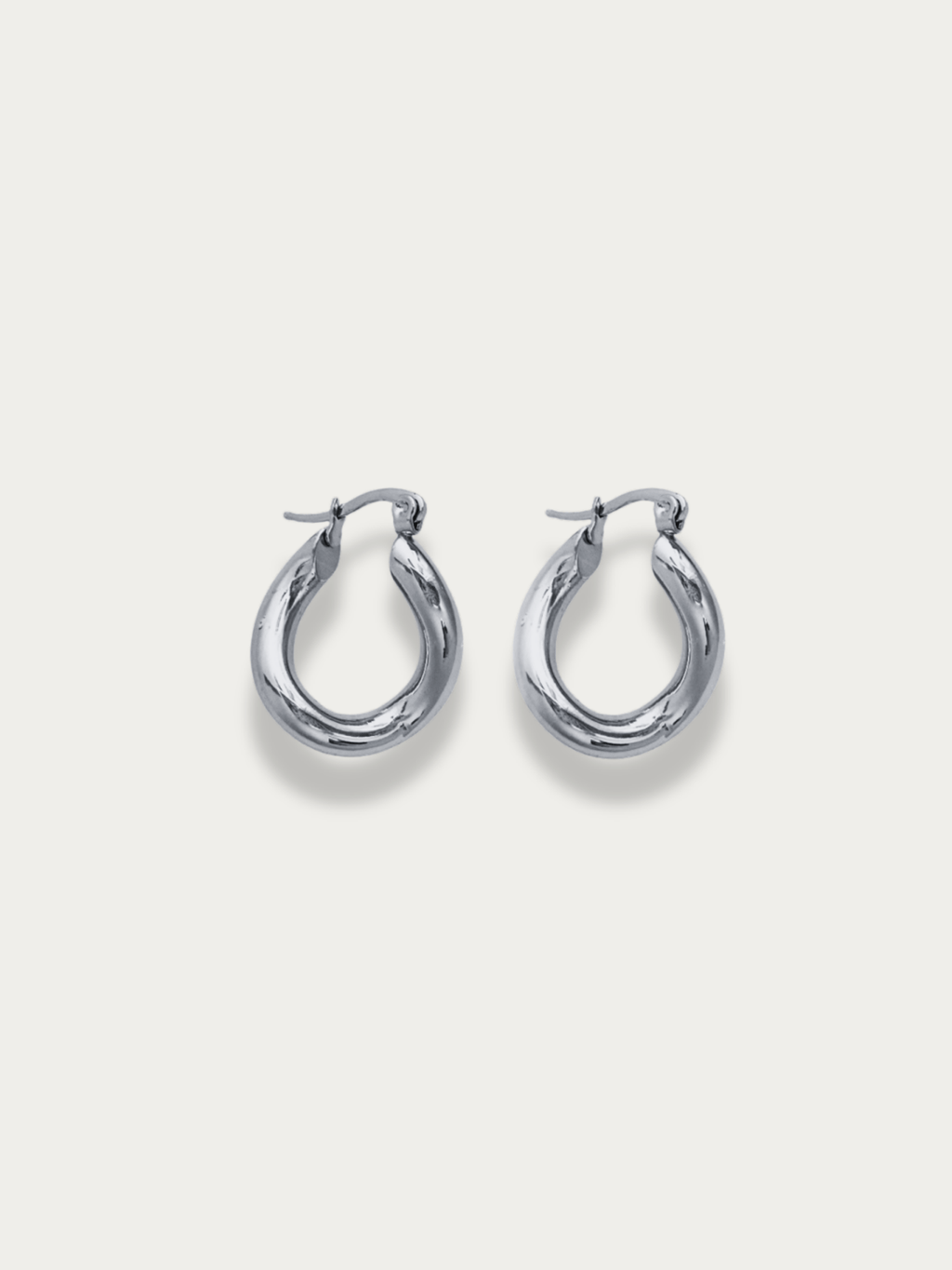 Gwenna Geo Drop Hoops pair in silver titanium, studio hero shot