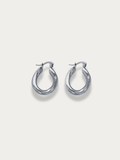 Gwenna Geo Drop Hoops pair in silver titanium, studio hero shot
