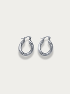 Gwenna Geo Drop Hoops pair in silver titanium, studio hero shot