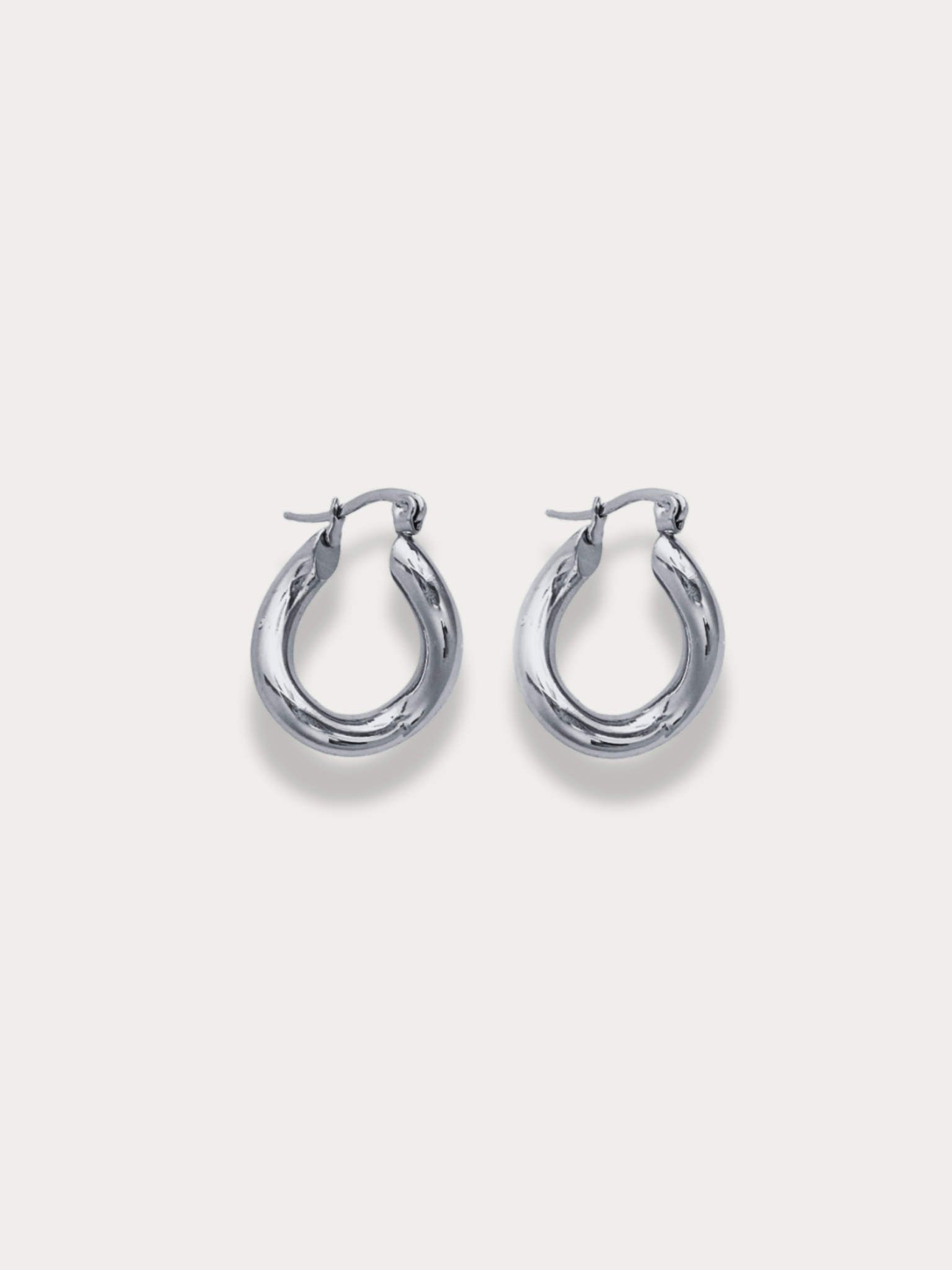 Gwenna Geo Drop Hoops pair in silver titanium, studio hero shot