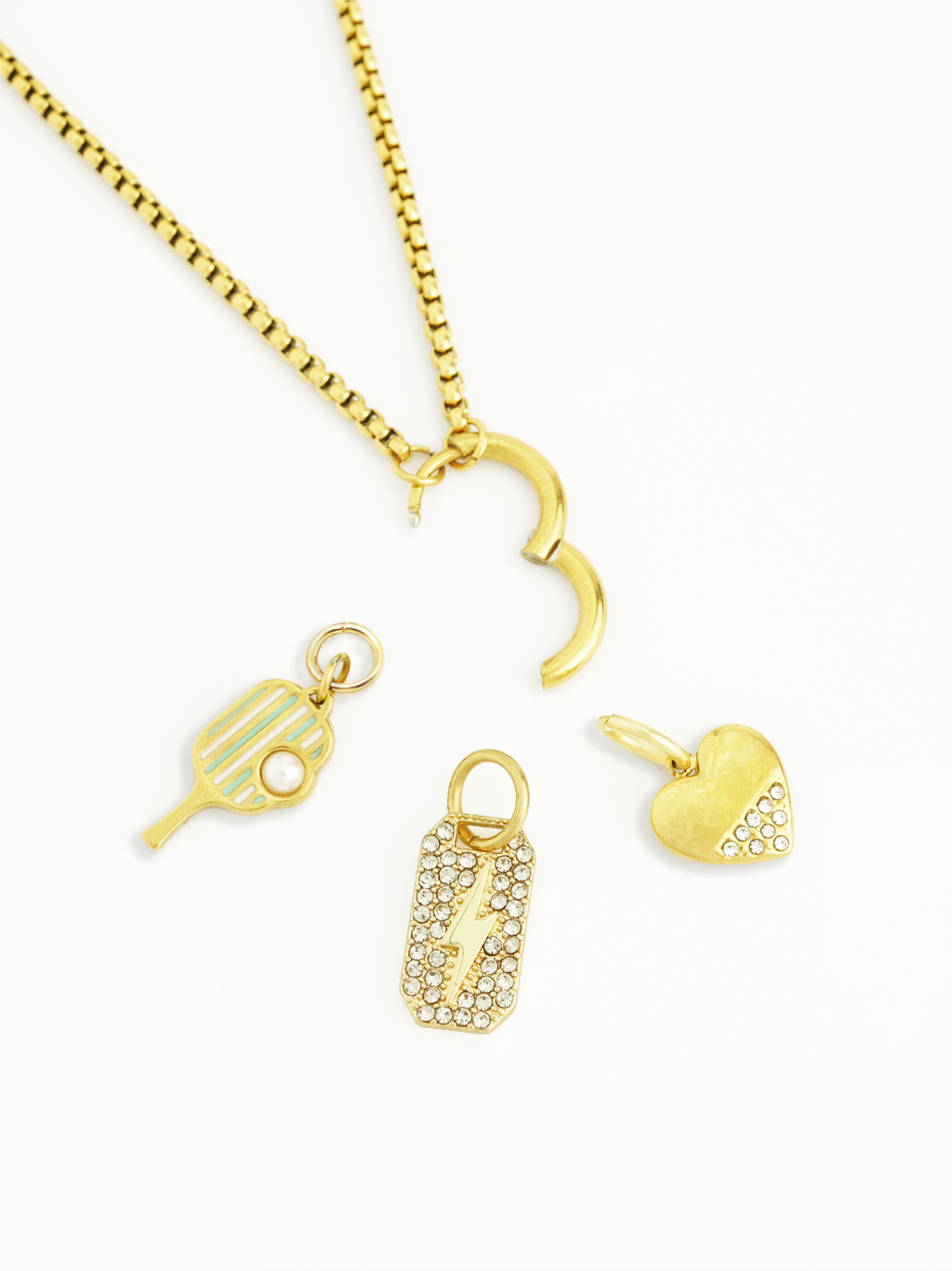 Half diamond charm gold plated for bracelet and necklace