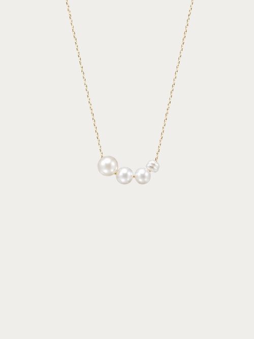 Harmony Pearl Gradient Necklace with five graduated freshwater pearls in gold colour