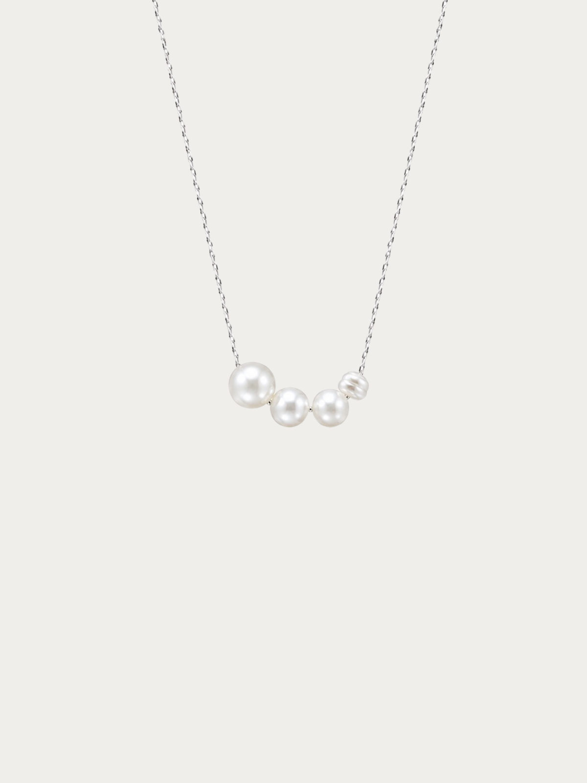 Harmony Pearl Gradient Necklace with five graduated freshwater pearls in silver