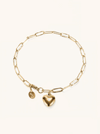Gold heart charm bracelet