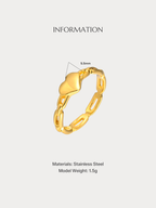 Heart Chain Ring size chart, US 5 to 8