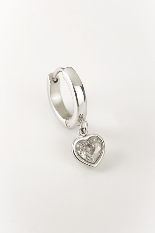 close up heart drop earrings cz sparkle detail