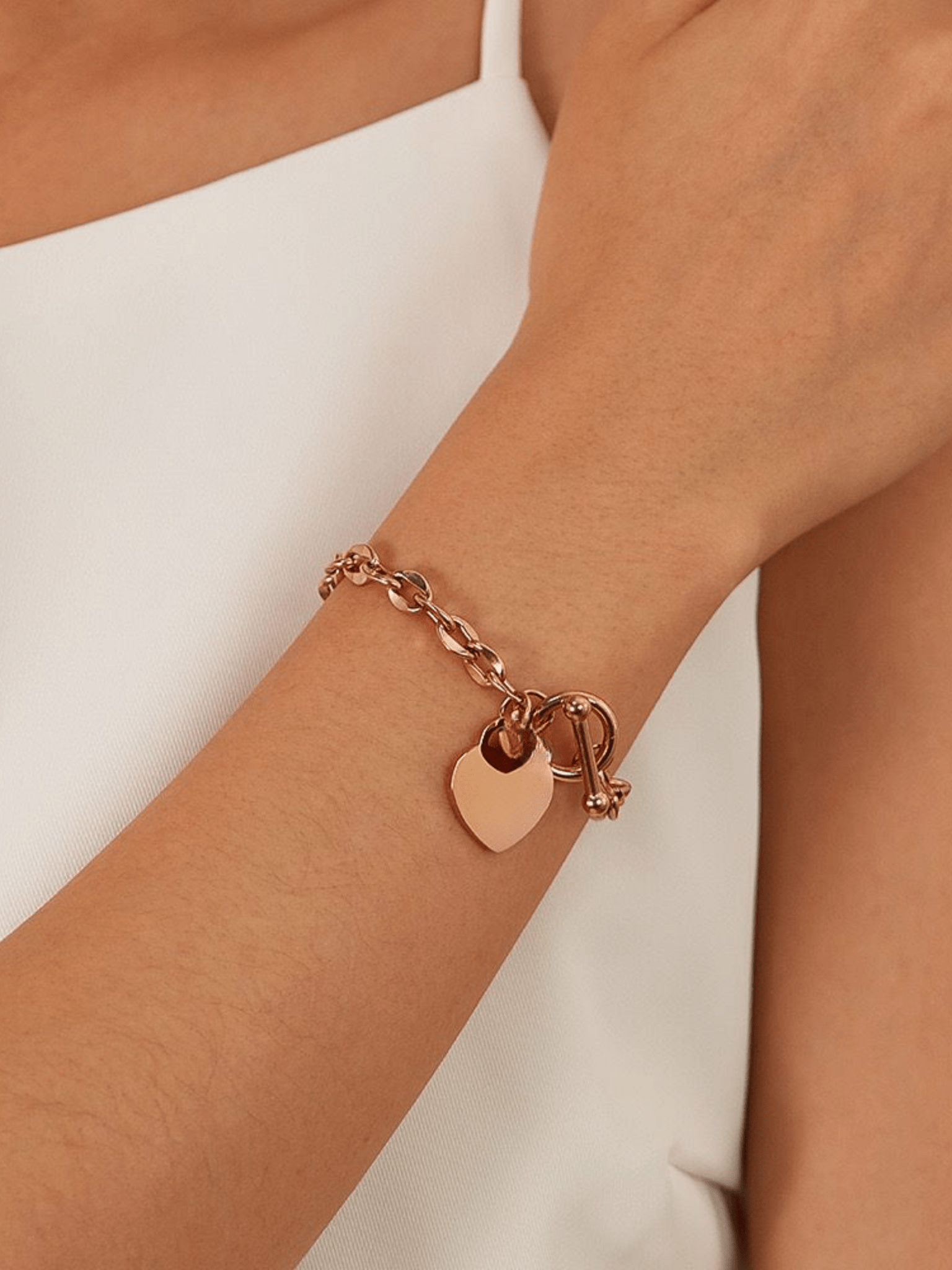 custom name heart bracelet with toggle clasp