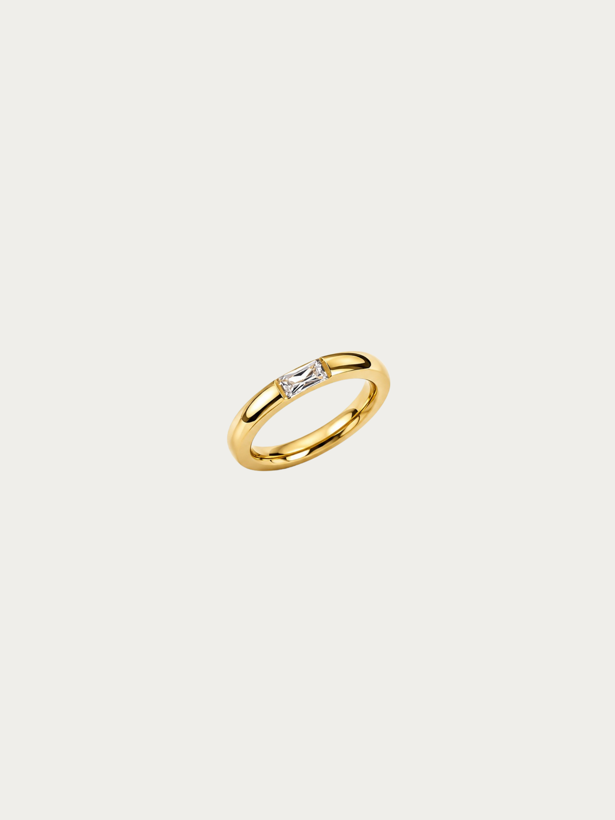 Horizon Gemstone Dome Ring in polished gold titanium