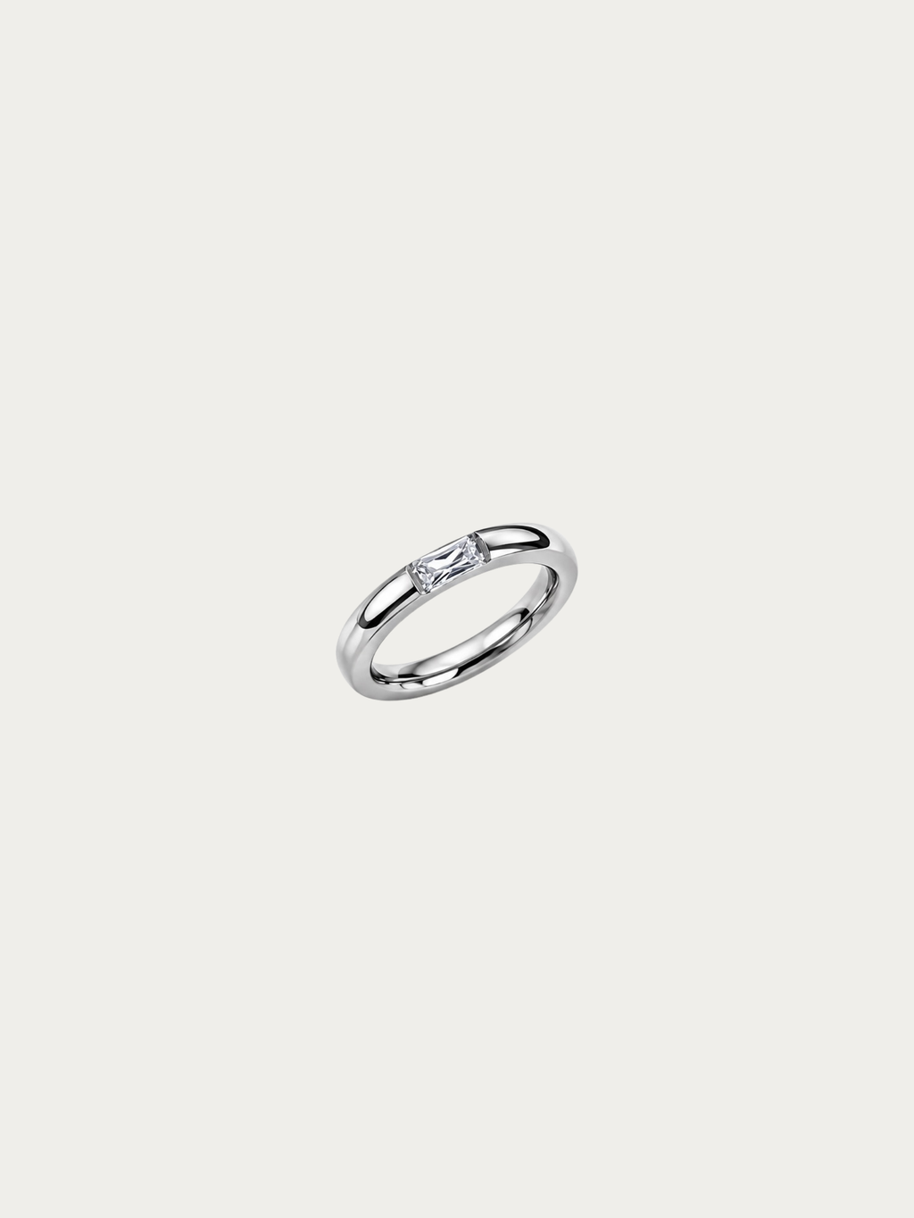 Horizon Gemstone Dome Ring in polished silver titanium