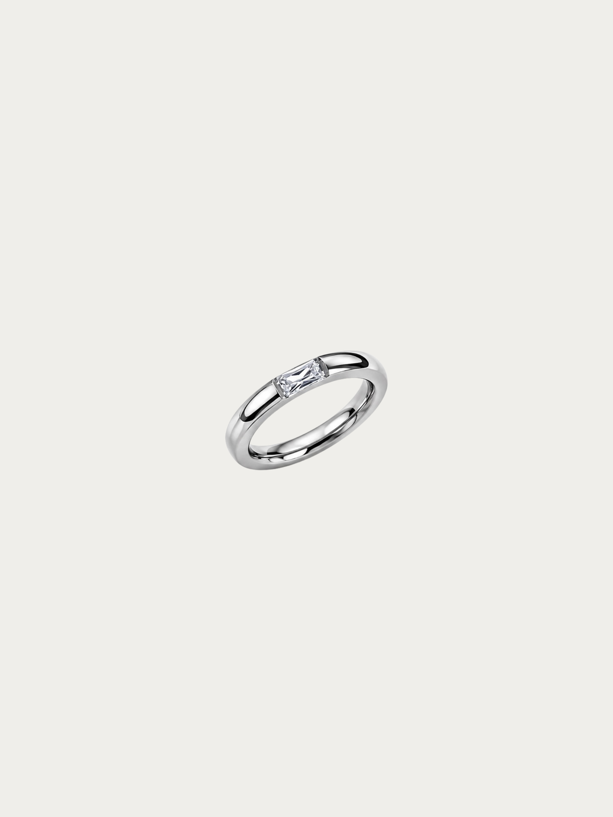 Horizon Gemstone Dome Ring in polished silver titanium