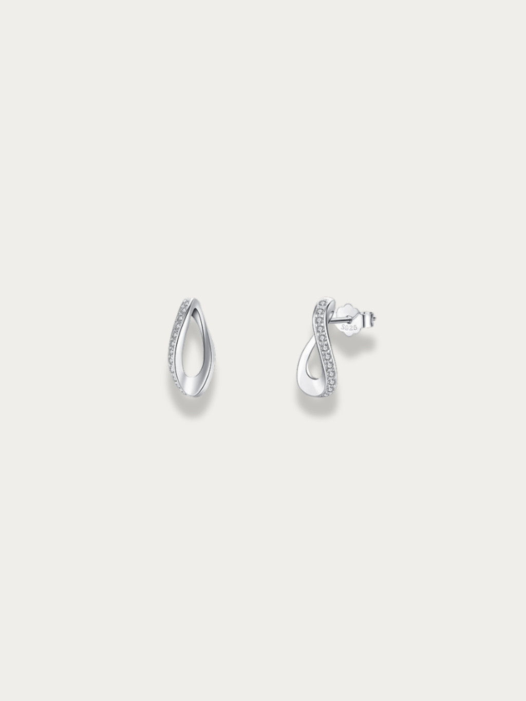 Illume Drop Earrings 925 sterling silver showing front open teardrop and back butterfly closure