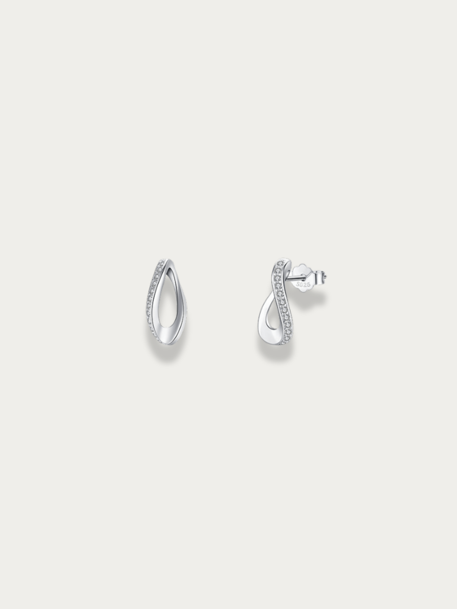 Illume Drop Earrings 925 sterling silver showing front open teardrop and back butterfly closure