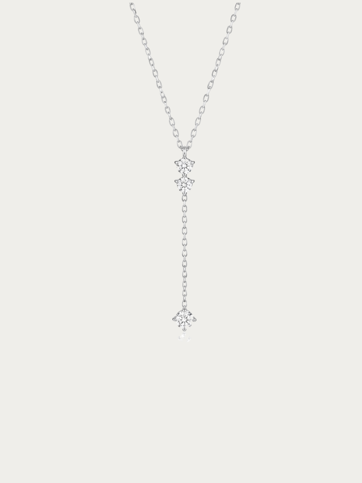 Illuminate Spark Drop Necklace with trio of brilliant stones in silver
