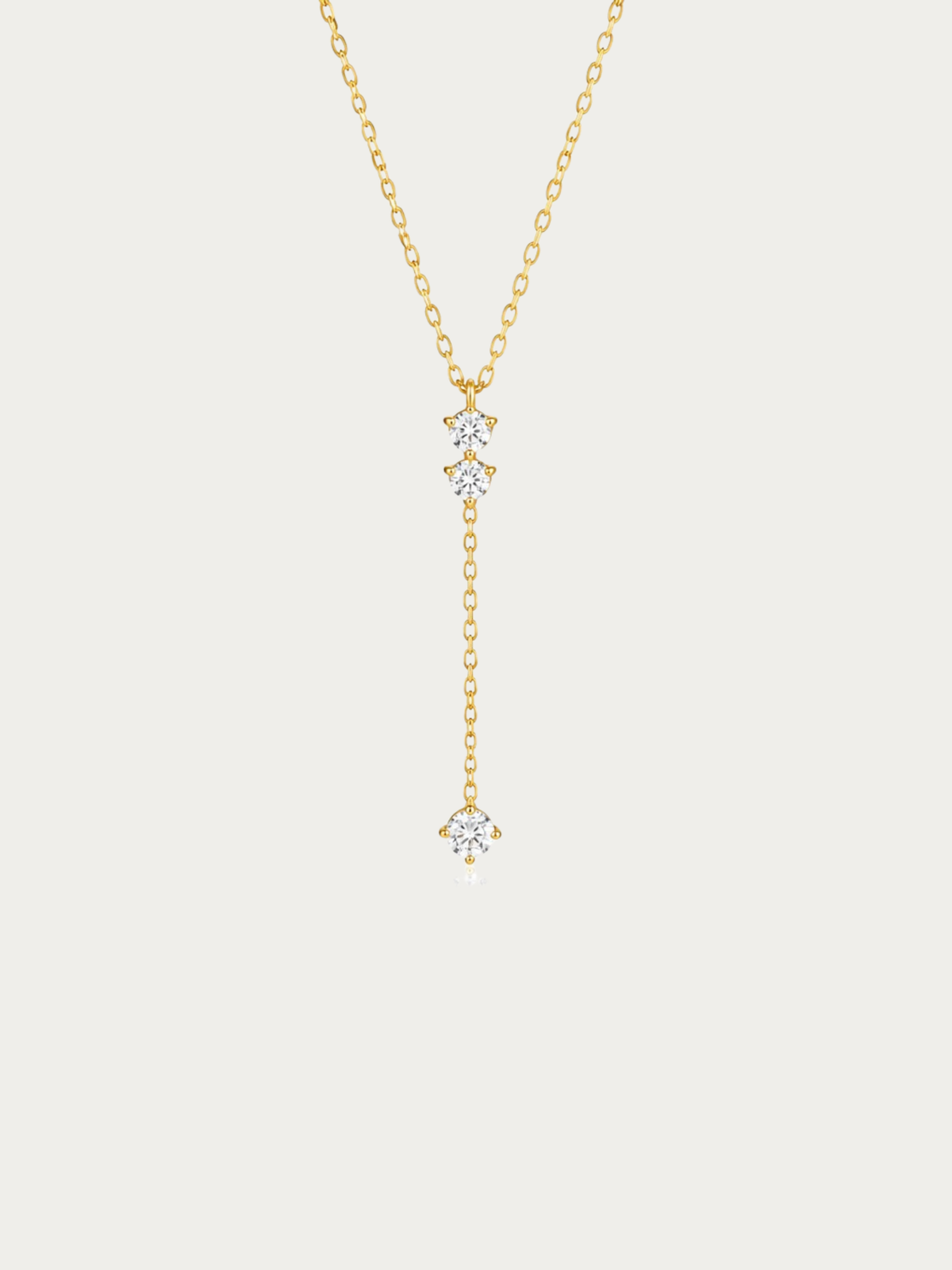Illuminate Spark Drop Necklace with trio of brilliant stones in gold