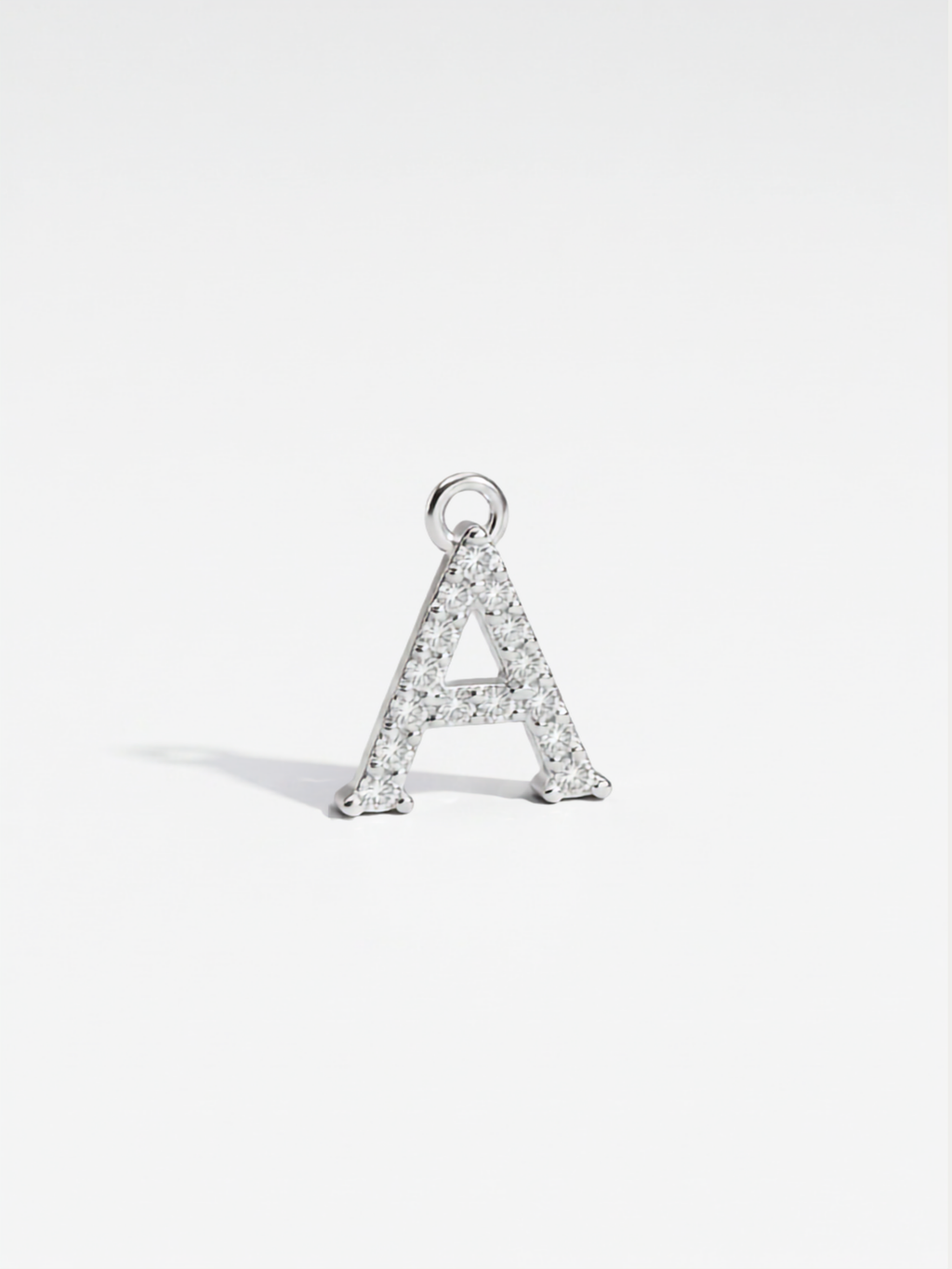 Initial Alphabet Sterling Silver Pendant, letter A, studio hero shot