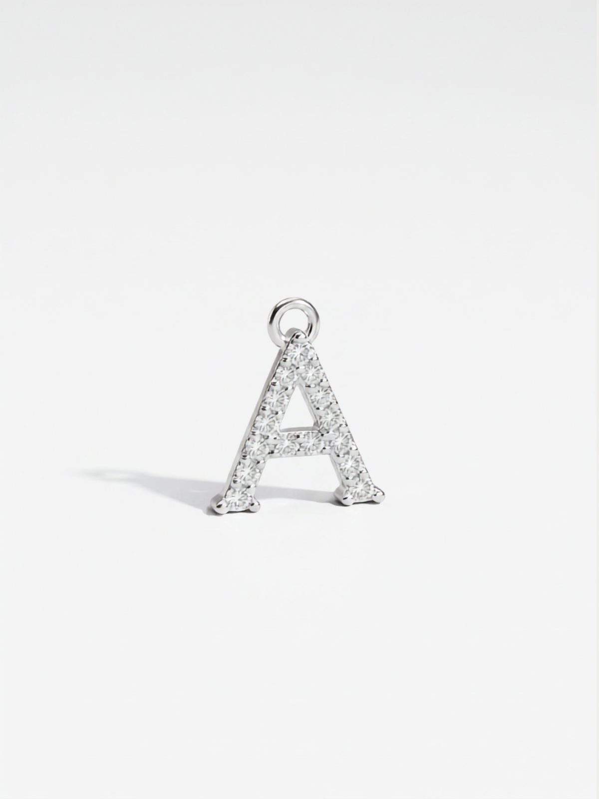 Initial Alphabet Sterling Silver Pendant, letter A, studio hero shot
