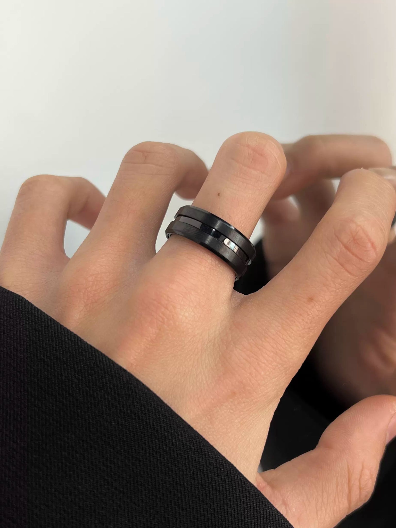 Close-up of matte surface texture on Jaden Arc Ring