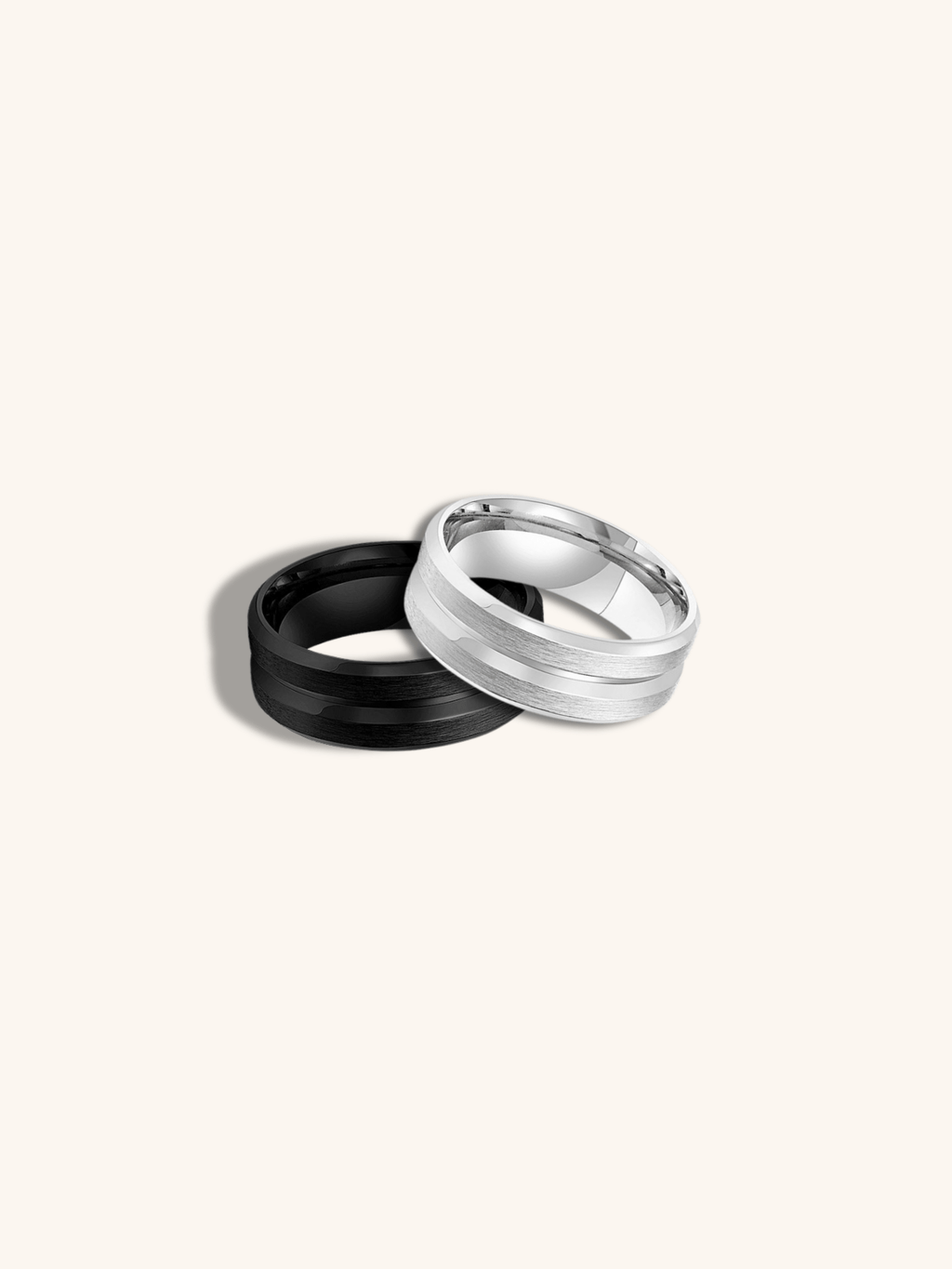 Jaden Arc Ring silver and black stainless steel matte finish