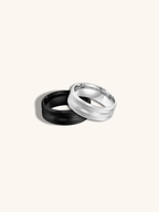 Jaden Arc Ring silver and black stainless steel matte finish