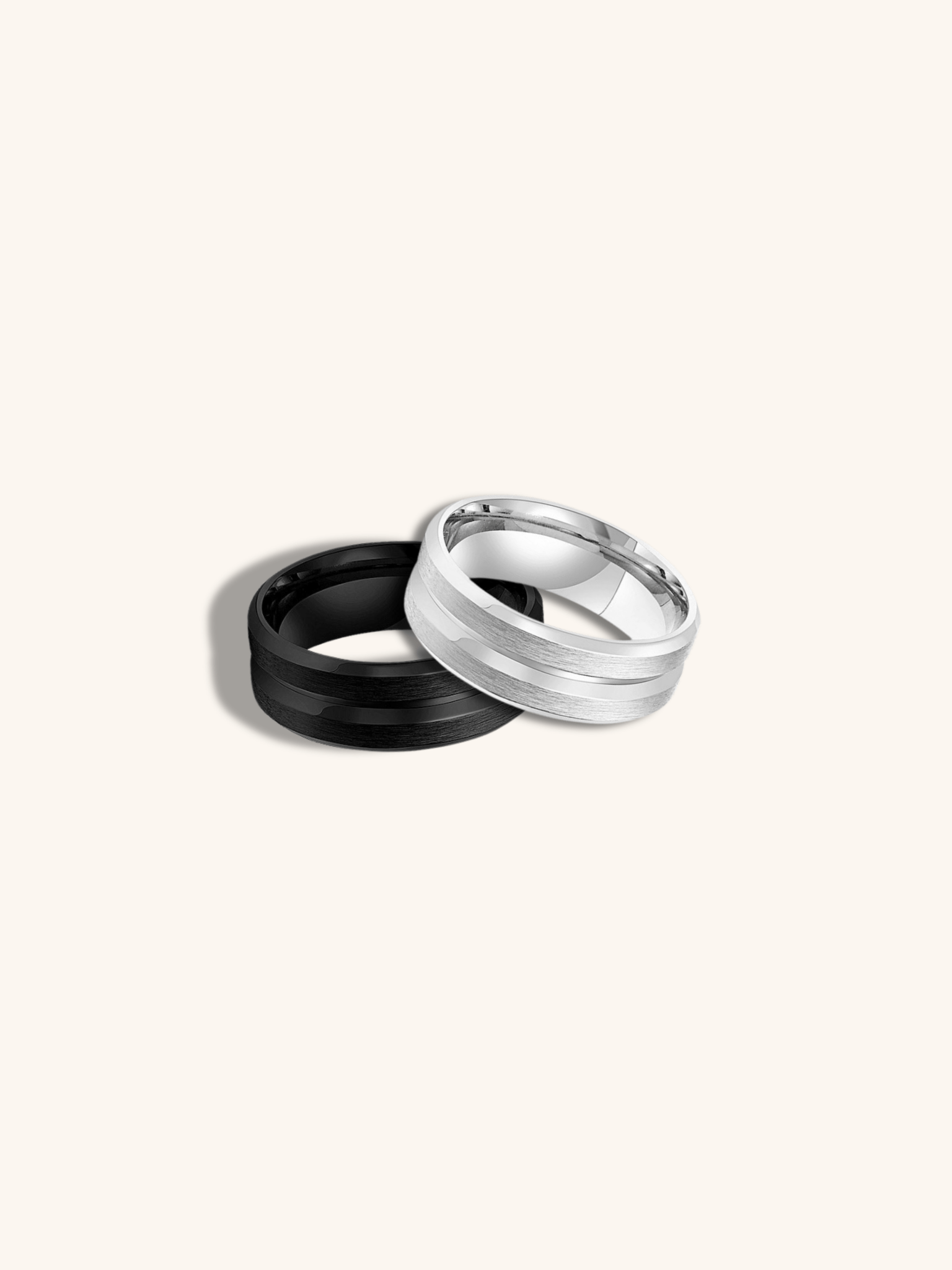 Jaden Arc Ring silver and black stainless steel matte finish