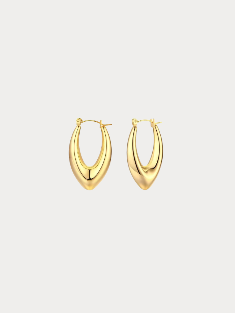 Jayda U-Shaped Hoop Earrings pair with modern curved silhouette, studio hero shot