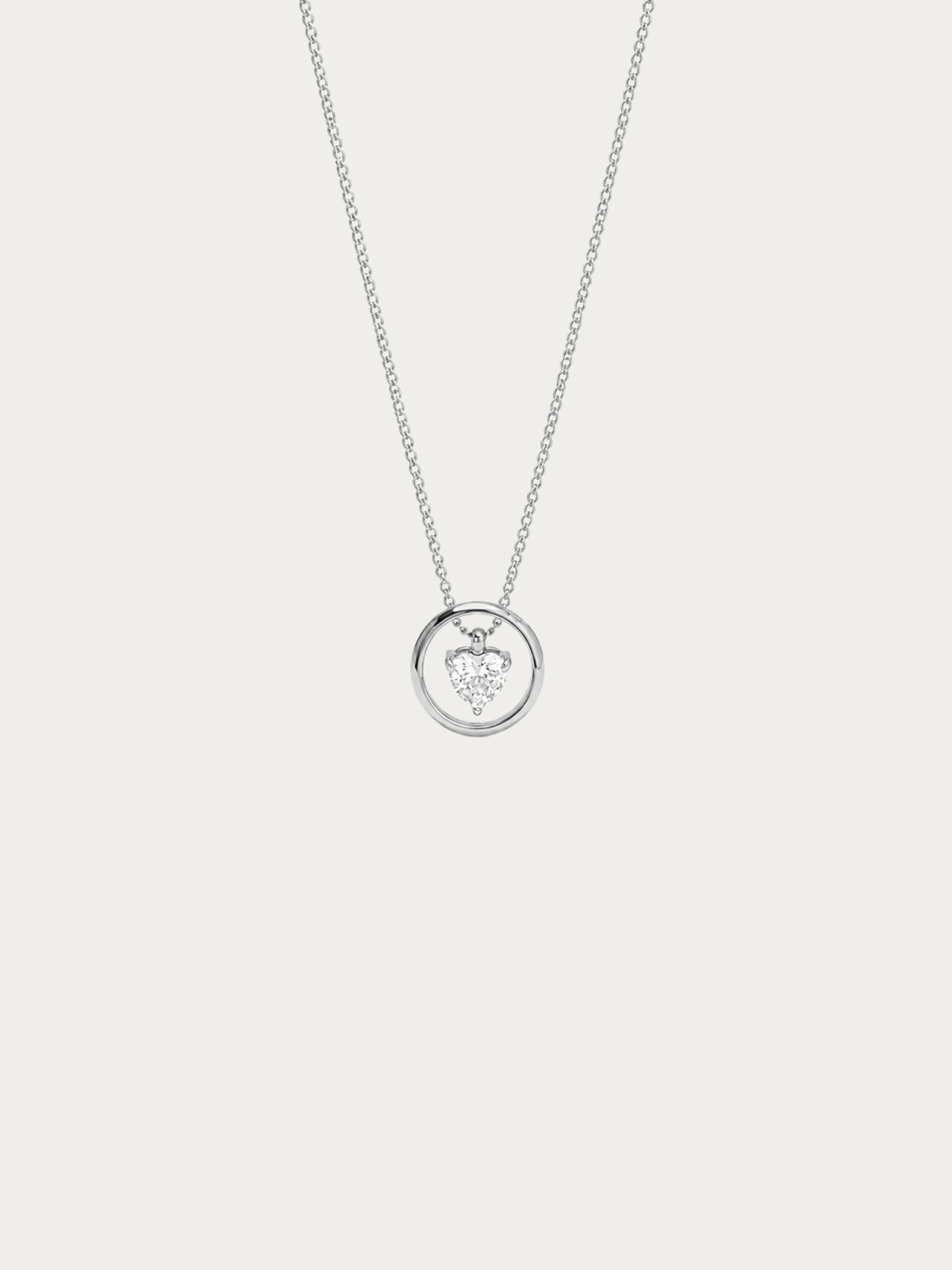 Jeanette Love Spark Necklace with floating heart-cut cubic zirconia in silver