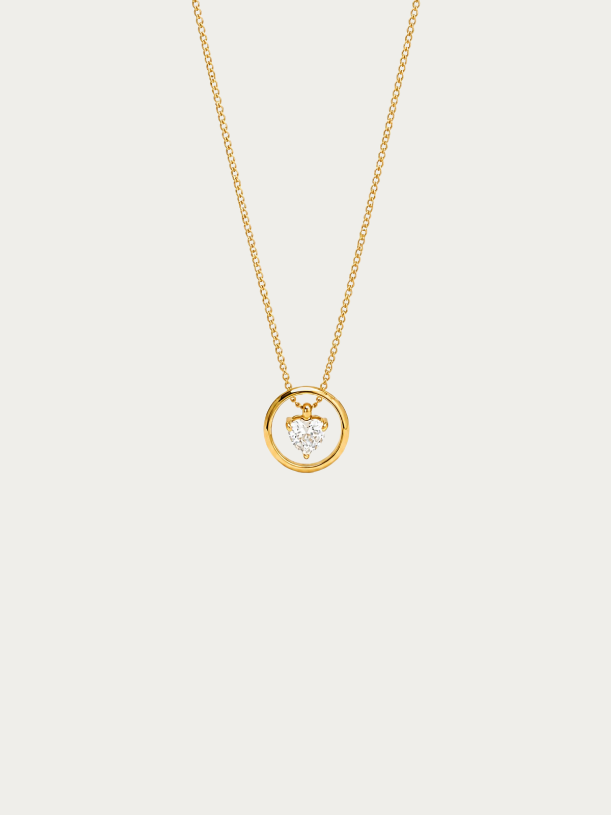 Jeanette Love Spark Necklace with floating heart-cut cubic zirconia in gold