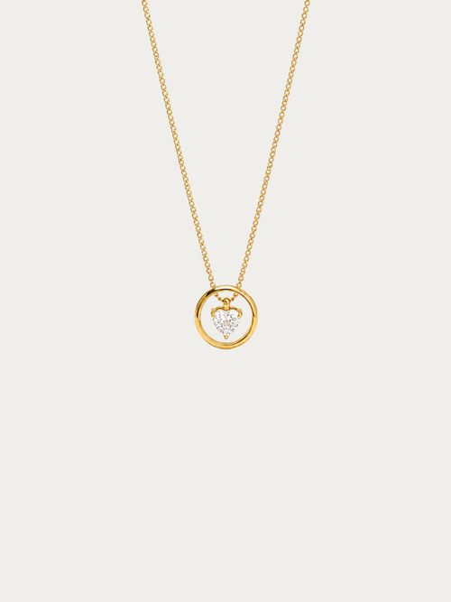 Jeanette Love Spark Necklace with floating heart-cut cubic zirconia in gold