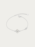Jolie Clover Bracelet in white Mother of Pearl with cubic zirconia accent