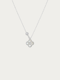 Jolie Clover Necklace in white Mother of Pearl with cubic zirconia accent