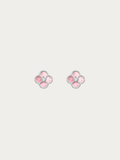 Jolie Clover Stud Earrings in pink Mother of Pearl with cubic zirconia centre