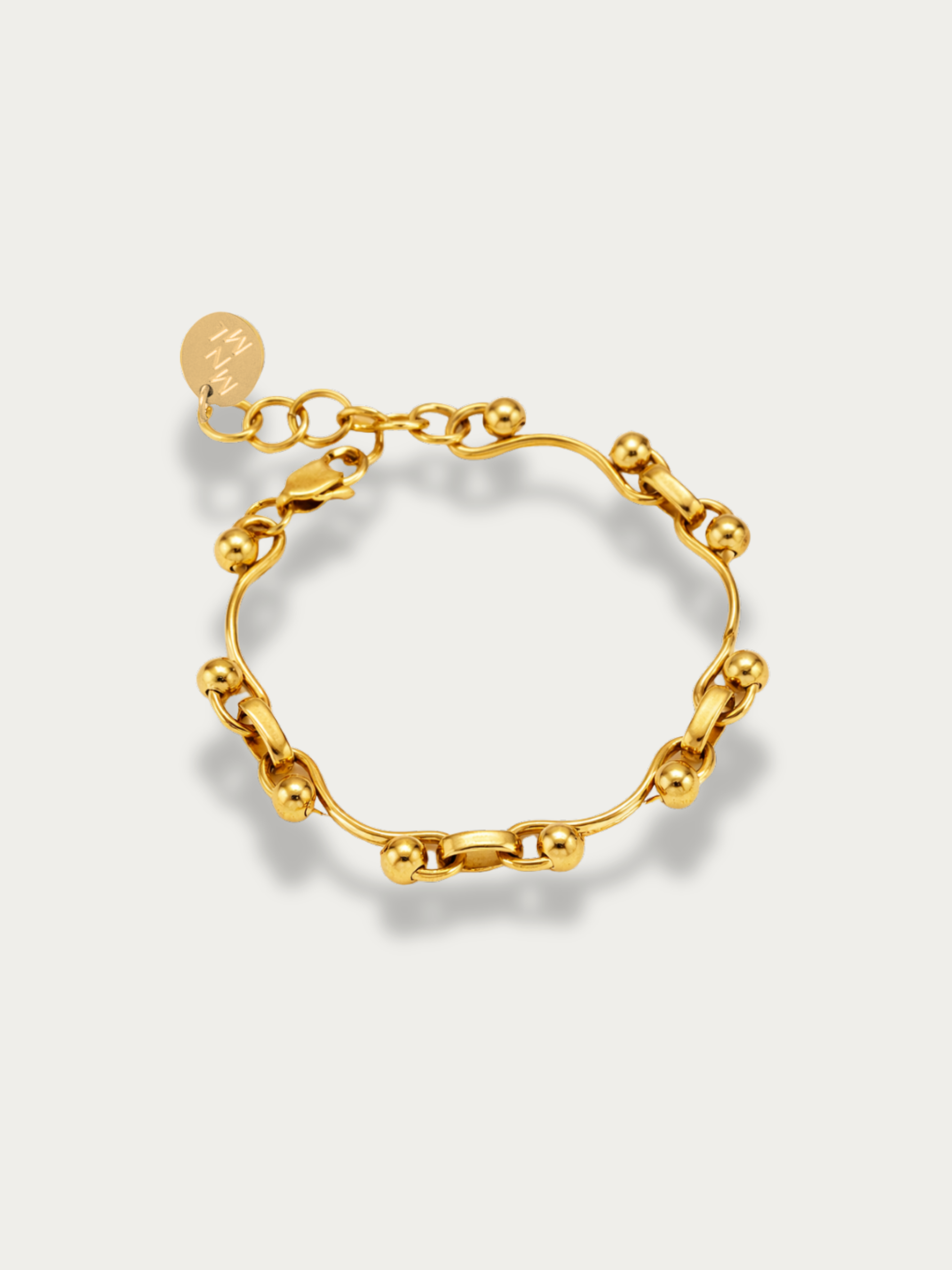 Julia sculptural linked bead bracelet stainless steel