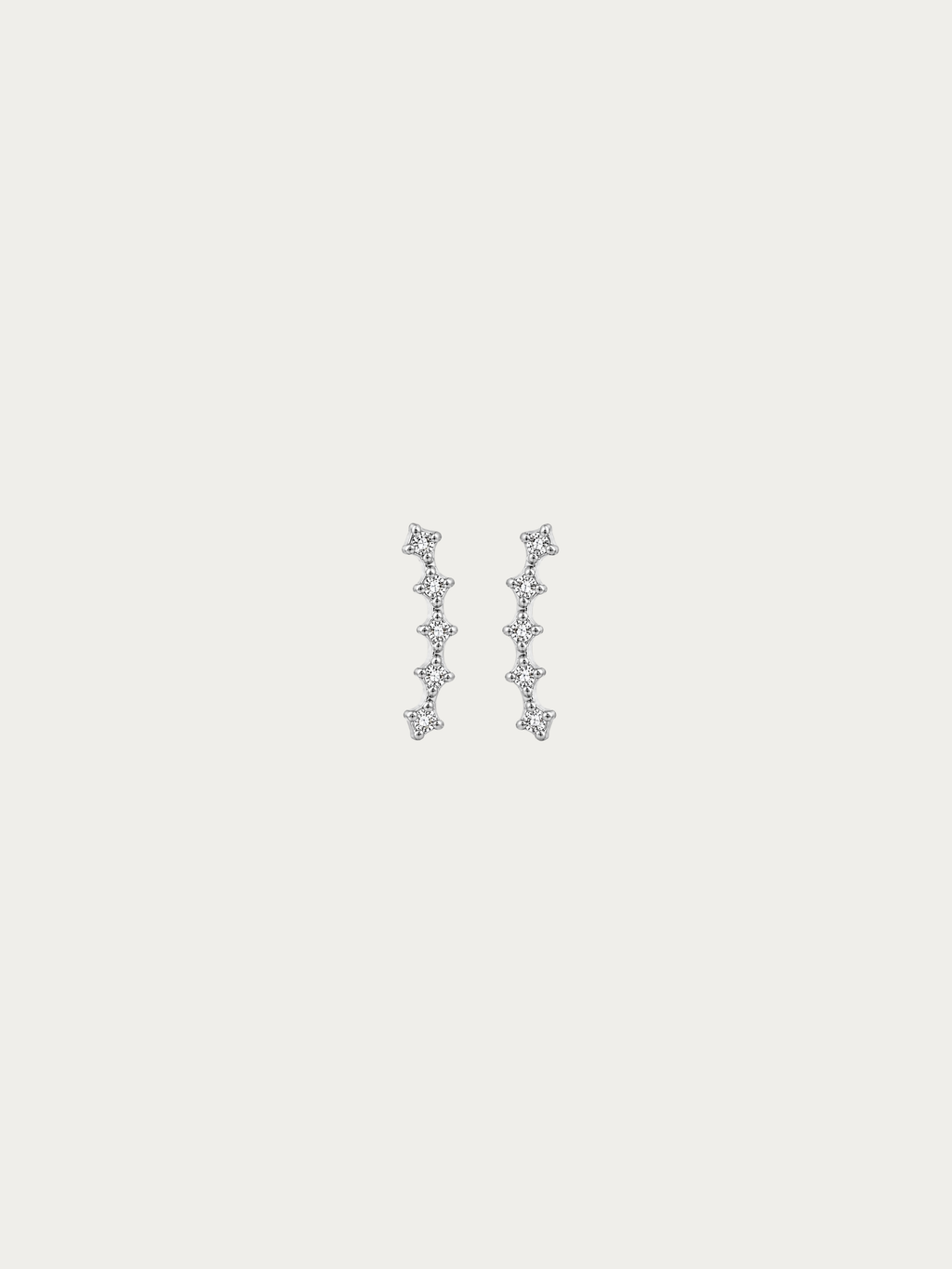 Jupiter Spark Stud Earrings in silver titanium with cubic zirconia row