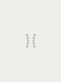 Jupiter Spark Stud Earrings in silver titanium with cubic zirconia row