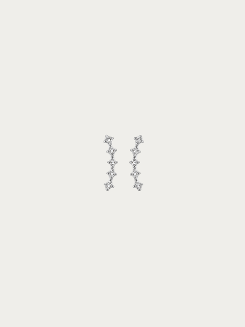 Jupiter Spark Stud Earrings in silver titanium with cubic zirconia row