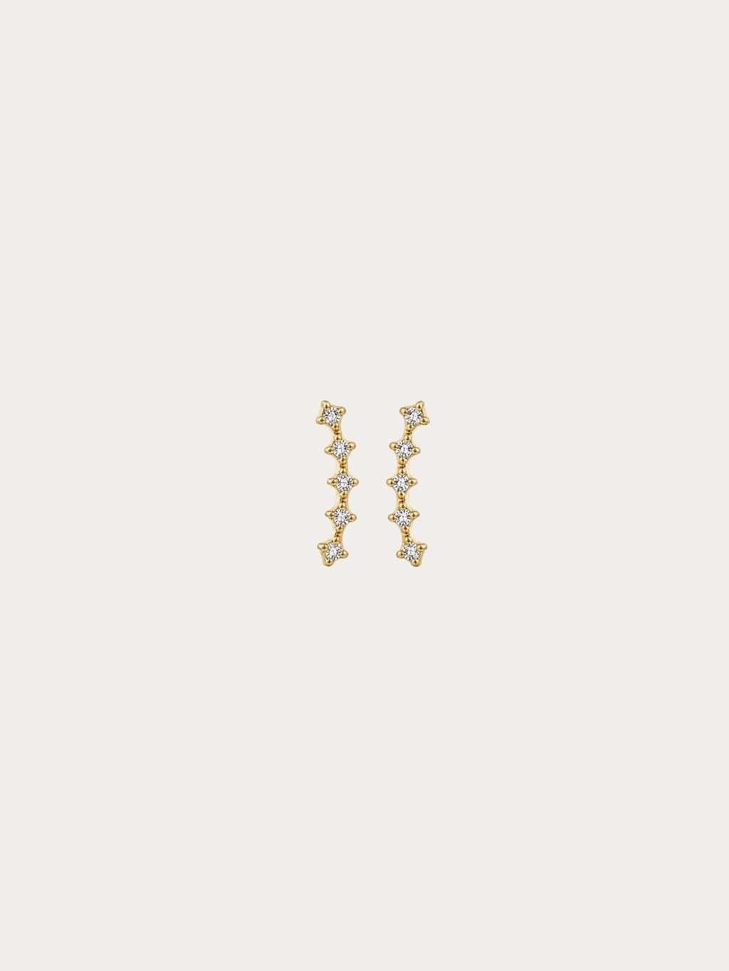 Jupiter Spark Stud Earrings in gold titanium with cubic zirconia row