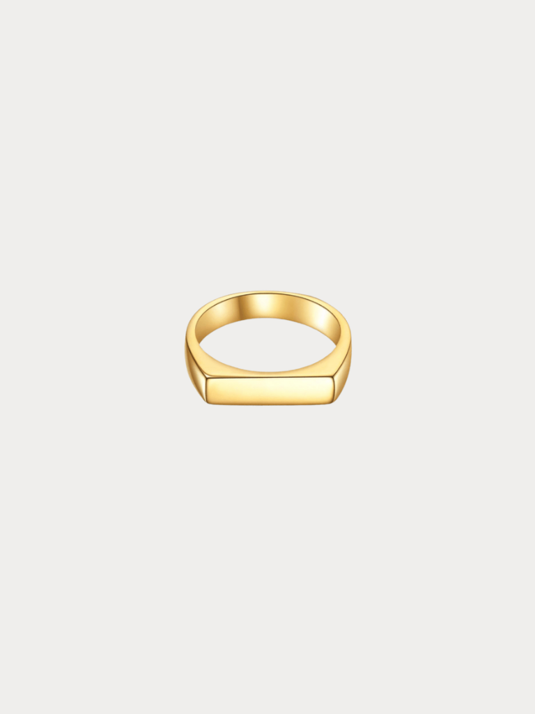 Kael Engravable Signet Ring in gold titanium, studio hero shot