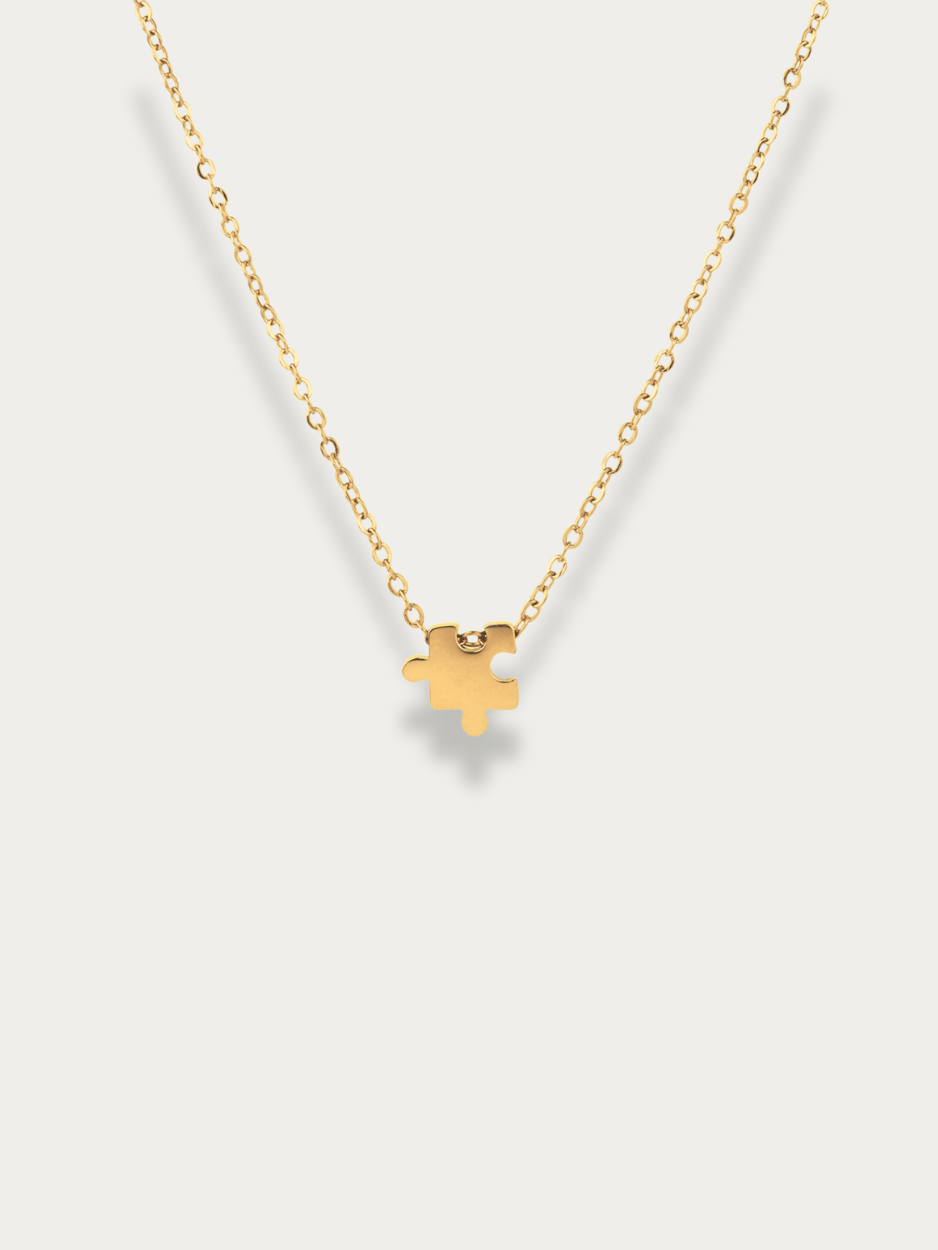 Kindred Puzzle Mini Engravable Necklace gold puzzle charm